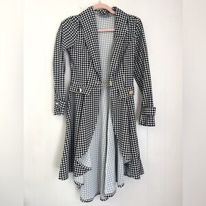 Houndstooth High Low Blazer